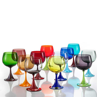 Nason Moretti Burlesque set 12 bourgogne red wine chalice different colors - Buy now on ShopDecor - Discover the best products by NASON MORETTI design