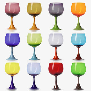Nason Moretti Burlesque set 12 bourgogne red wine chalice different colors - Buy now on ShopDecor - Discover the best products by NASON MORETTI design