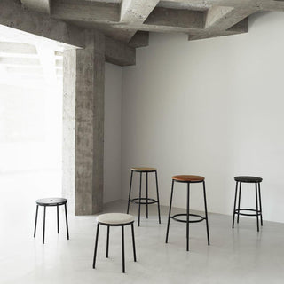 Normann Copenhagen Circa black steel stool with upholstery ultra leather seat h. 45 cm. - Buy now on ShopDecor - Discover the best products by NORMANN COPENHAGEN design